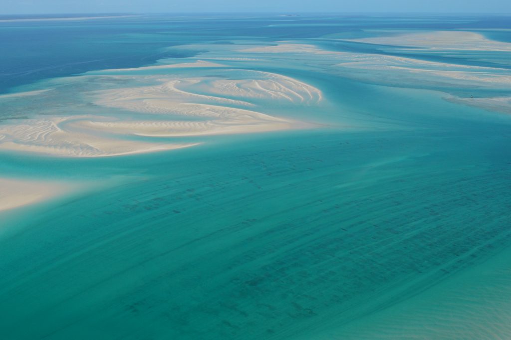 The idyllic Bazaruto Archipelago with its pristine beaches seen from the air