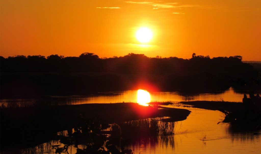 Sunset on the mighty Save River Zinave National Park Mozambique
