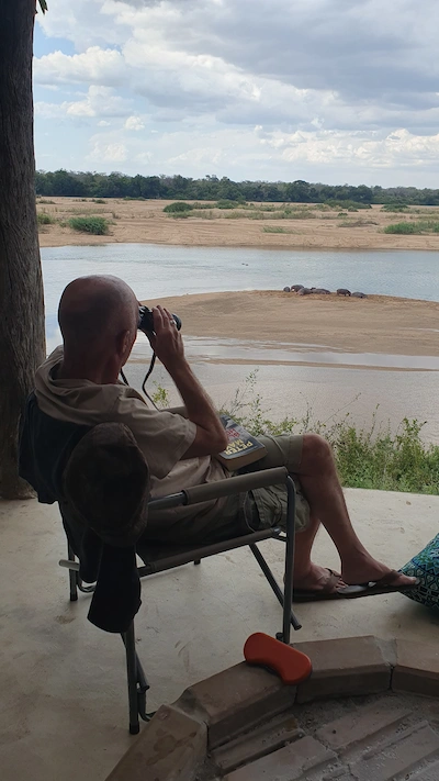 Hippos Save river Zinave National Park Mozambique