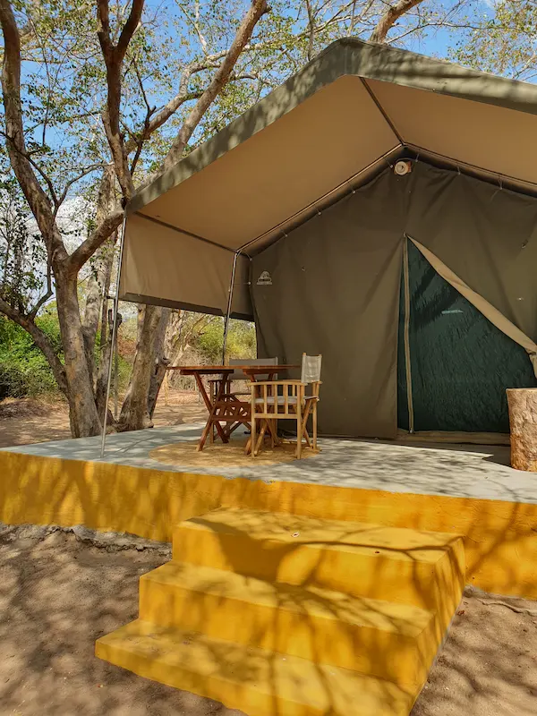 Tented accommodation Save river Zinave National Park Mozambique Africa