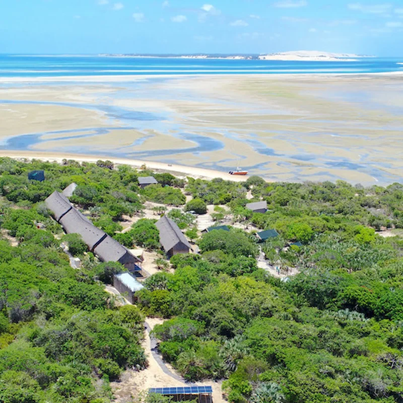 Sustainable island research station surrounded by tropical landscape and ocean views Bazaruto Archipelago Mozambique Africa