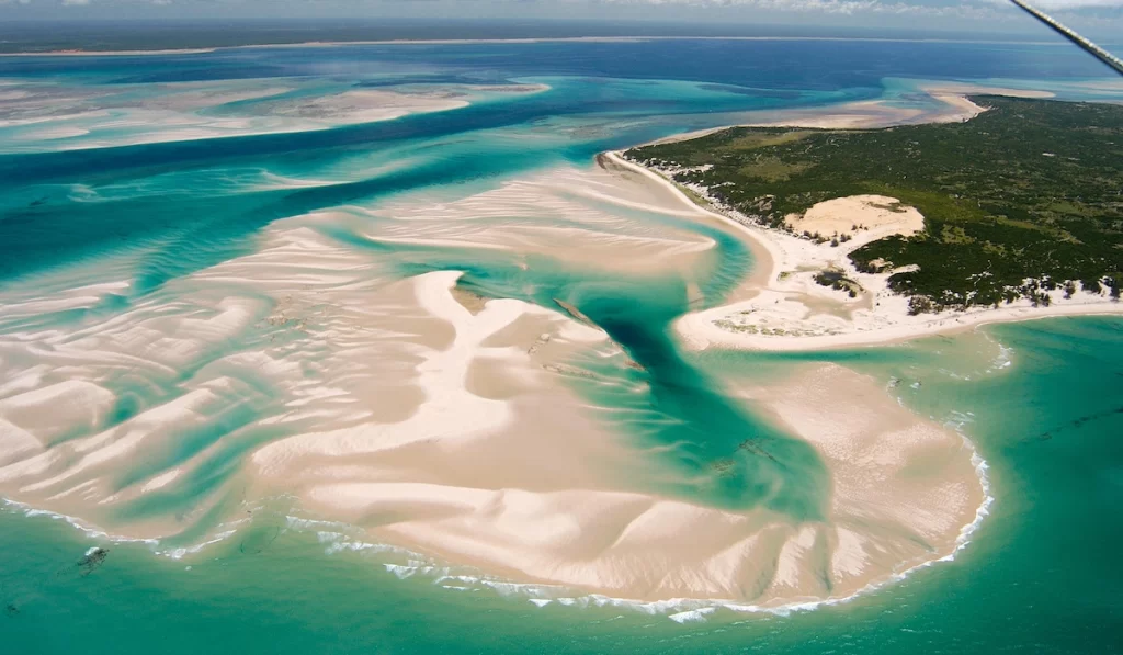 White sand beach and turquoise water on Benguerra Island, Bazaruto Archipelago, Mozambiqu