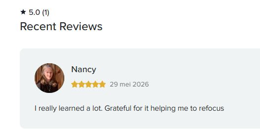 Insight Timer review section displaying a 5-star review from Nancy on 29 May 2026. Review text: “I really learned a lot. Grateful for it helping me to refocus